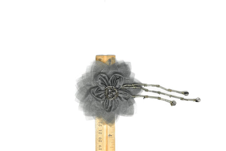 Organza Flower Piece with Beaded Fringe