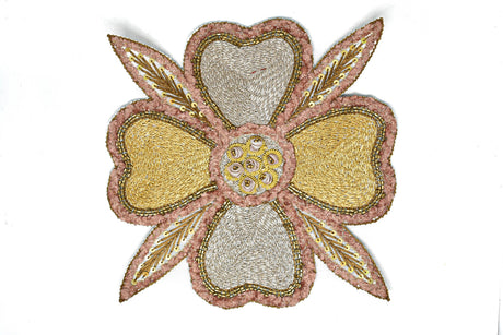 Beaded Floral Sew-On Applique 8x8