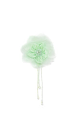 Organza Flower Piece with Beaded Fringe