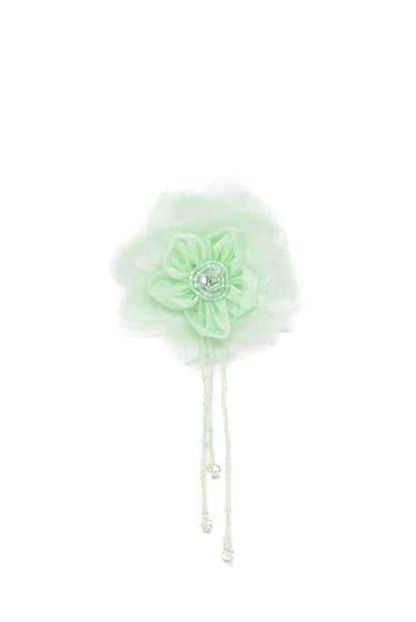 Organza Flower Piece with Beaded Fringe