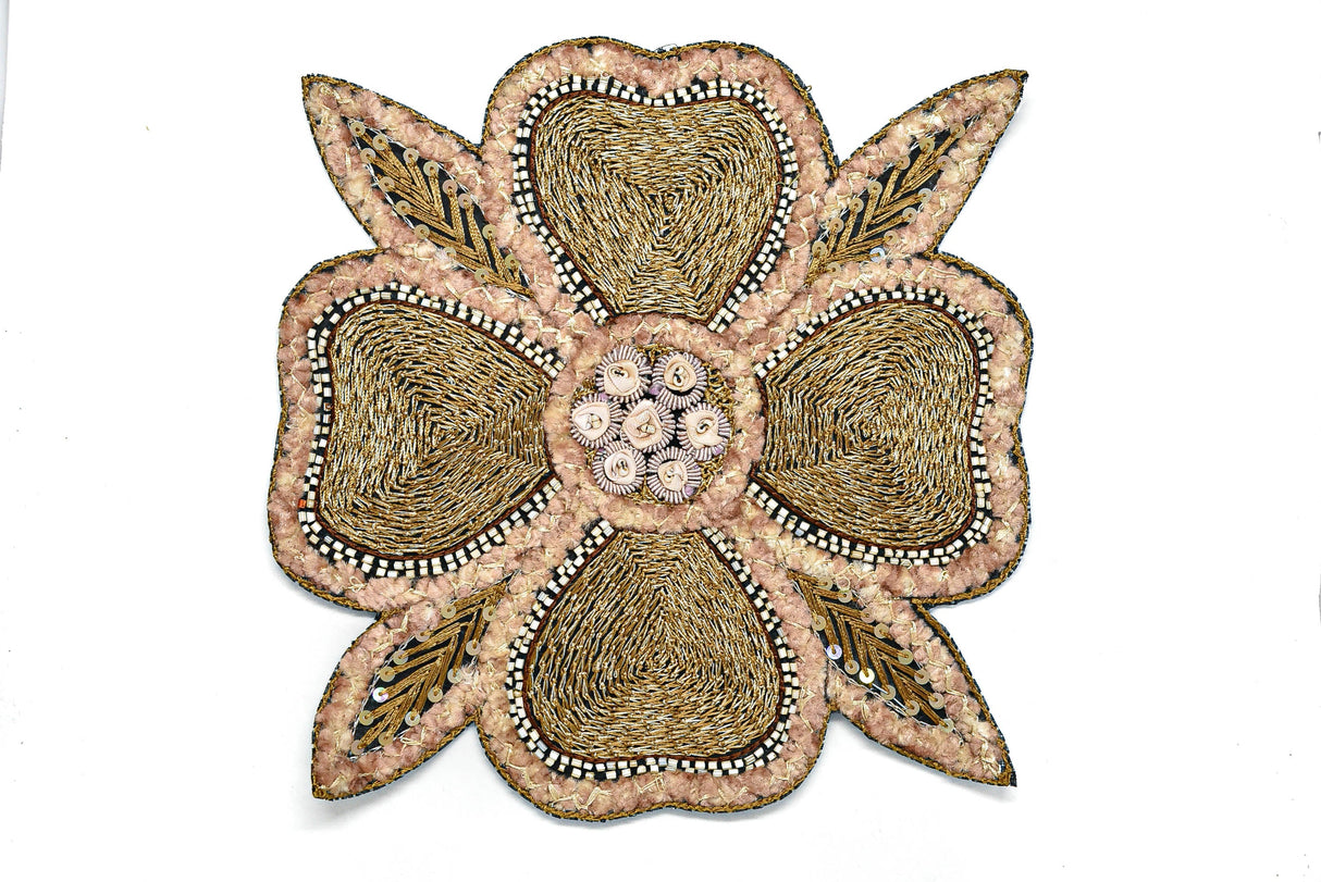 Beaded Floral Sew-On Applique 8x8