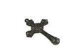 Decorative Floral Cross Pendant 2.13" x 1.45"