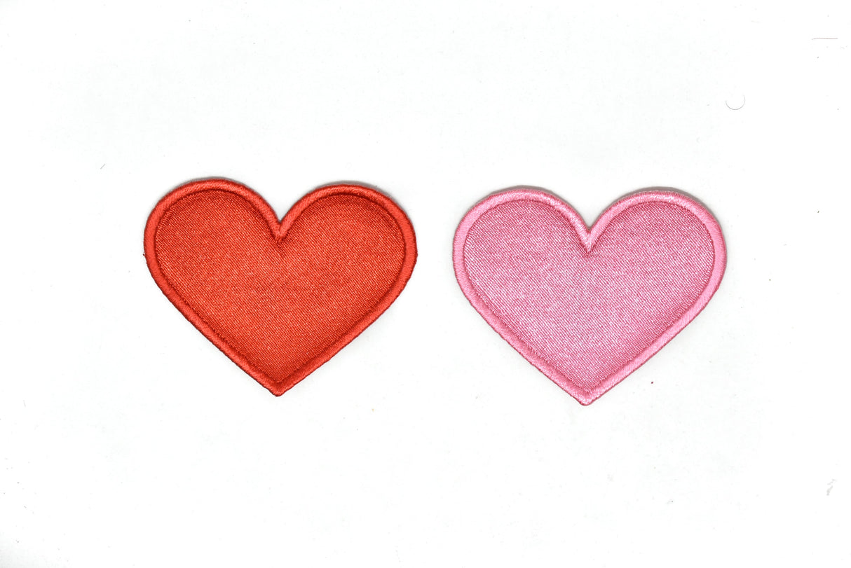 Heart Patch Iron-On Red Pink 2.50 x 2