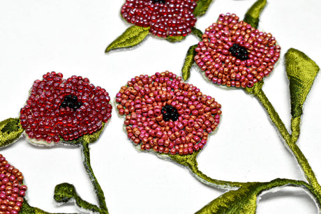 Beaded Rose Flower Applique Set