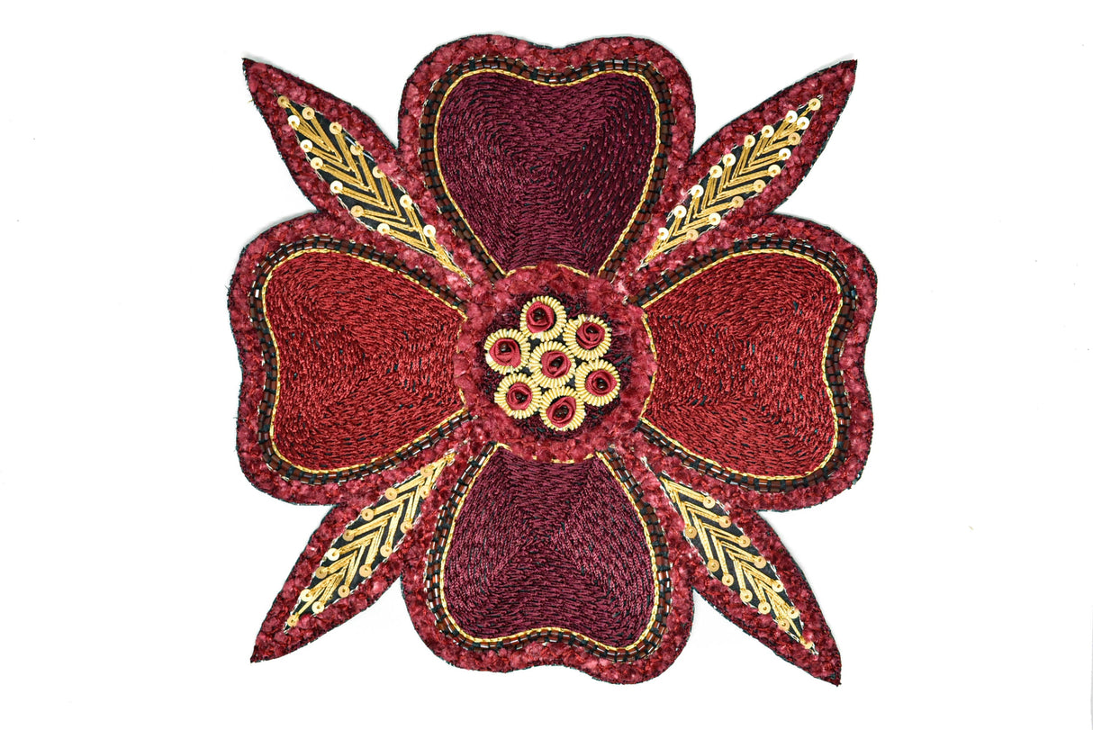 Beaded Floral Sew-On Applique 8x8