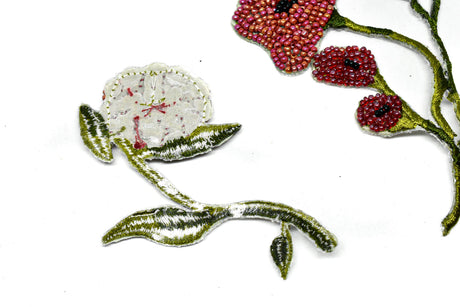 Beaded Rose Flower Applique Set