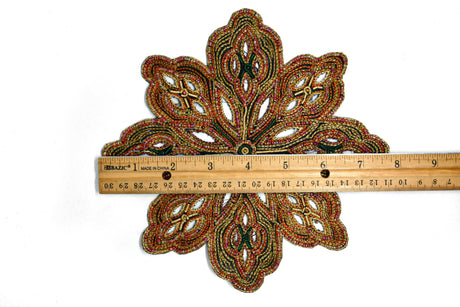 Beaded Floral Applique 8 Inch