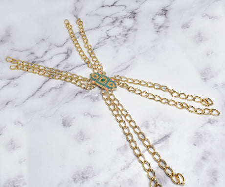 Gold Chain Applique Fancy Dress Trim