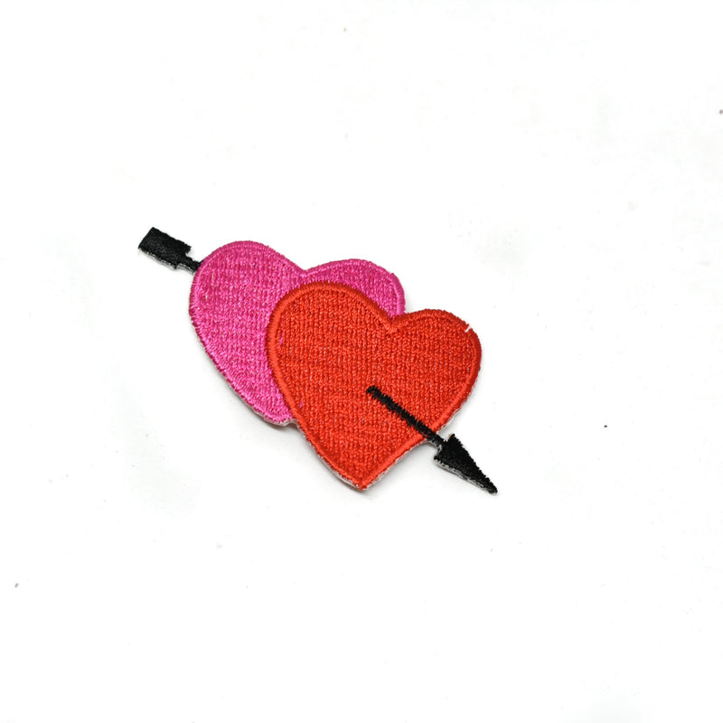 Heart Arrow Patch Applique Pink Red 3 x 1.5