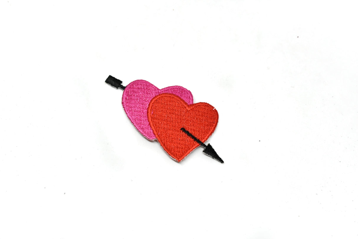 Heart Arrow Patch Applique Pink Red 3 x 1.5