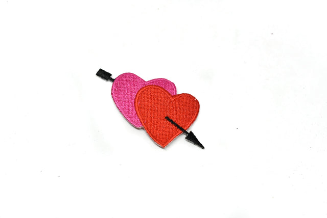 Heart Arrow Patch Applique Pink Red 3 x 1.5