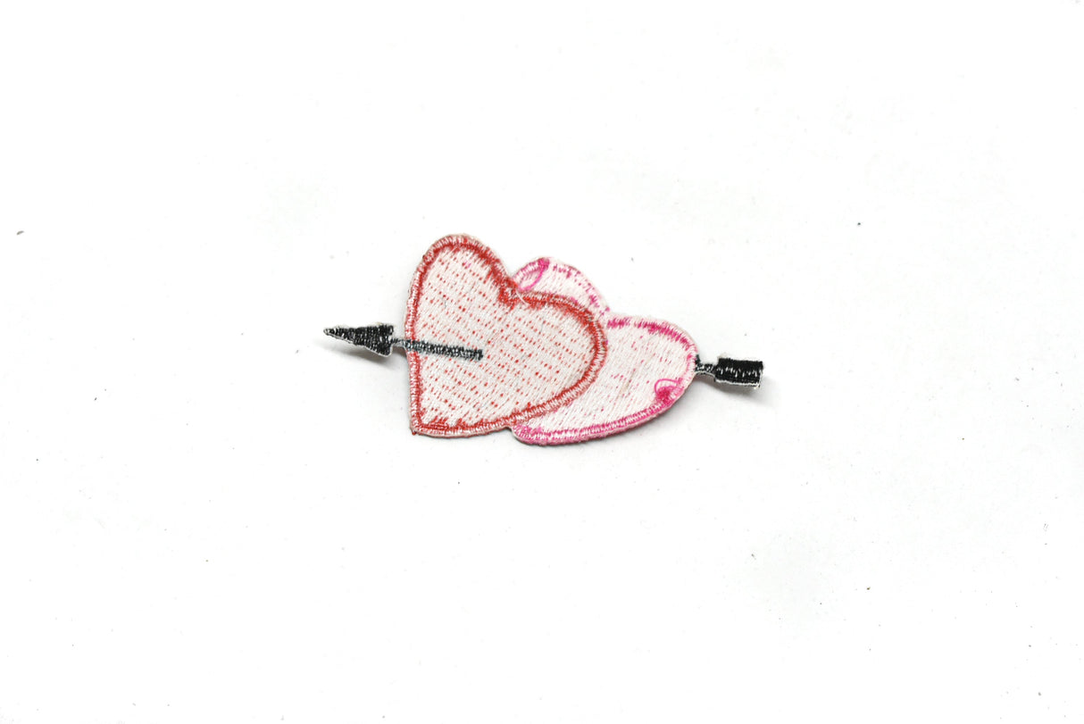 Heart Arrow Patch Applique Pink Red 3 x 1.5