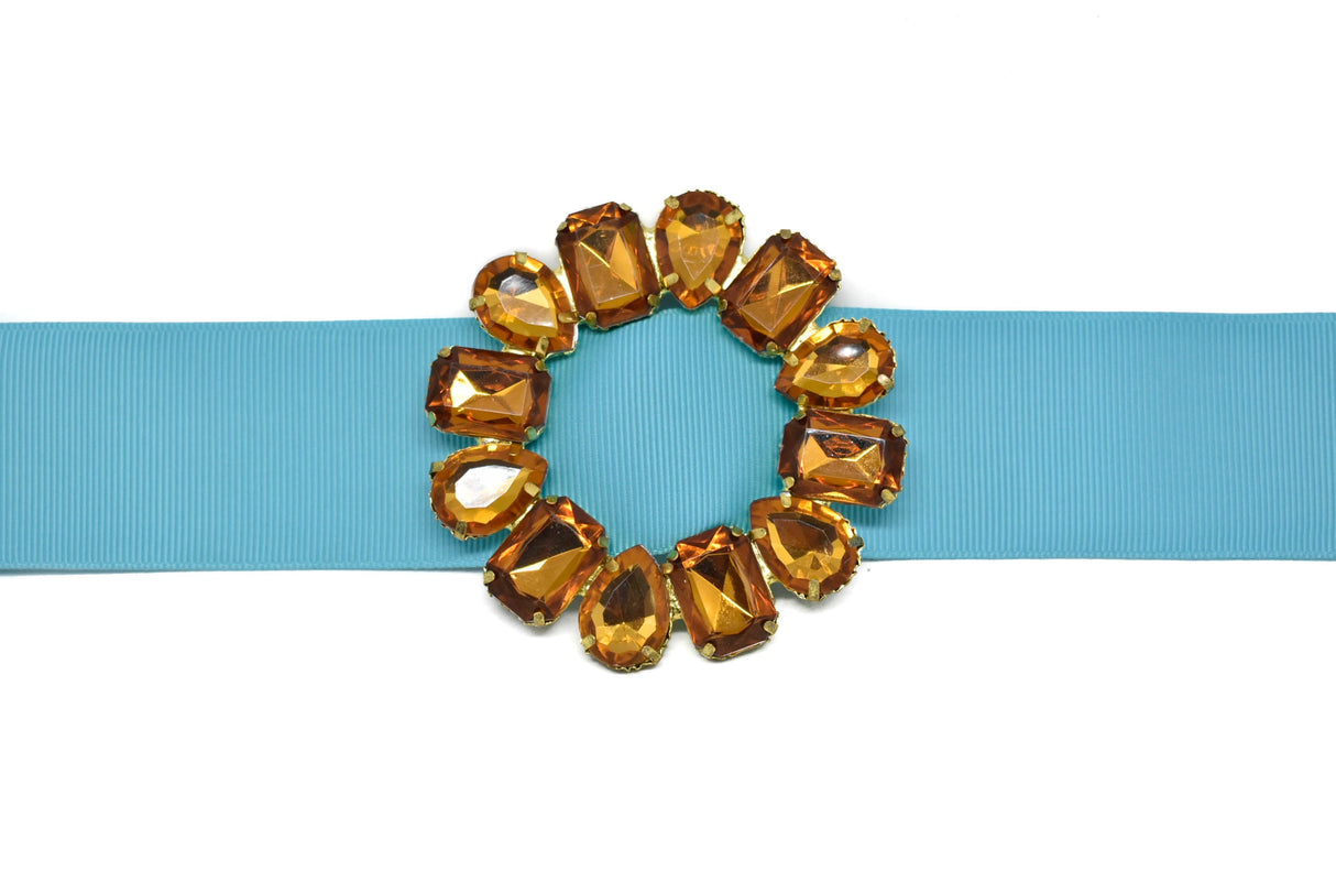 Round Gemstone Ribbon Slider 2.75"