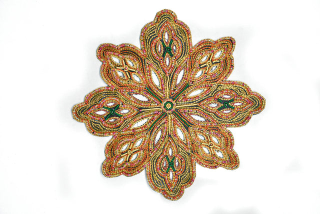 Beaded Floral Applique 8 Inch
