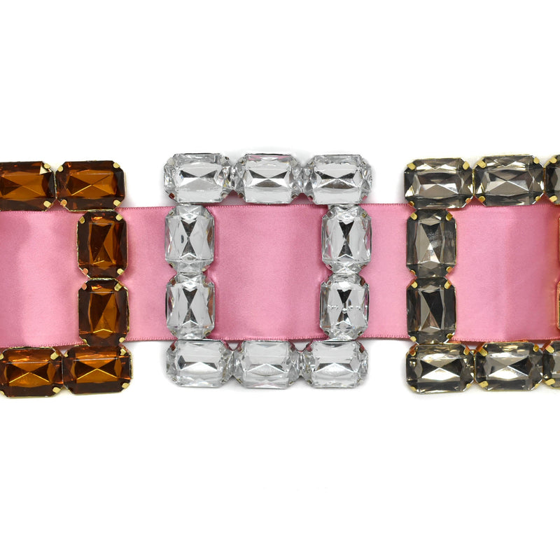 Gemstone Ribbon Slider Square Amber 3.40" x 3"