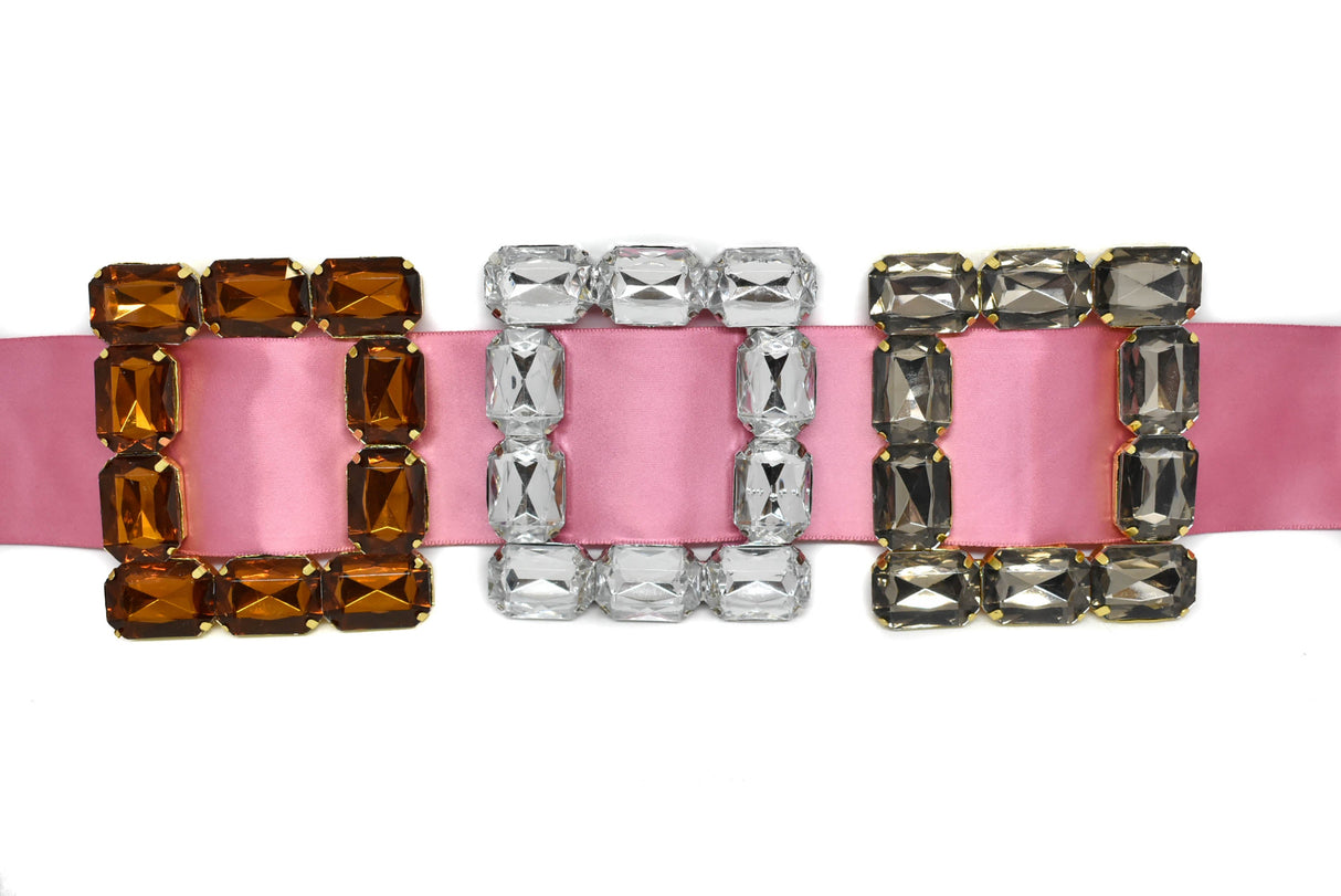 Gemstone Ribbon Slider Square Amber 3.40" x 3"