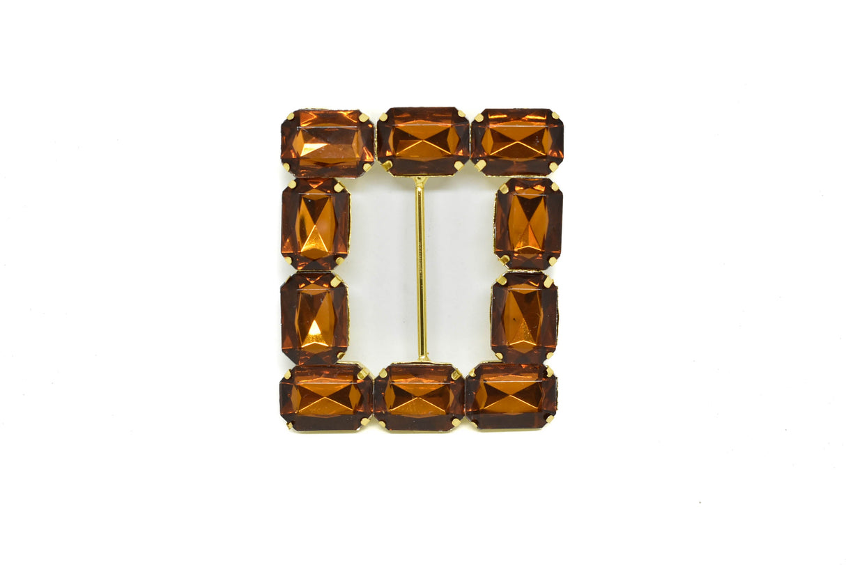 Gemstone Ribbon Slider Square Amber 3.40" x 3"