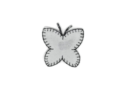Butterfly Iron-On Patch Hologram Gray 2.75"