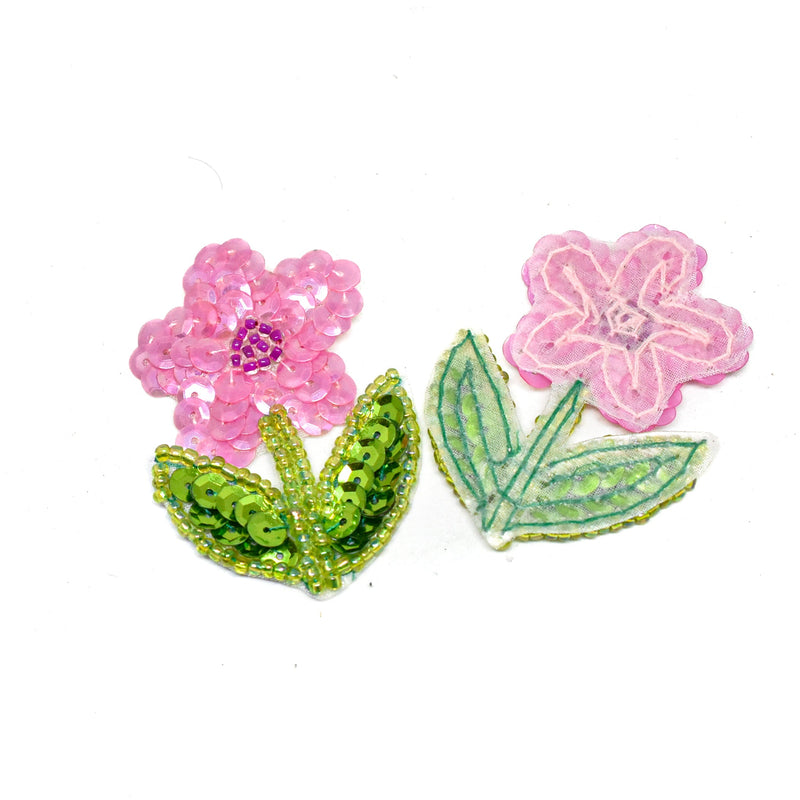 Sequins Flower Applique Pink Tiny Floral