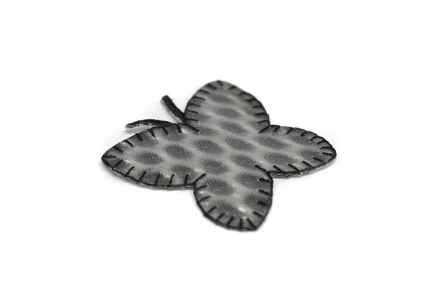 Butterfly Iron-On Patch Hologram Gray 2.75"