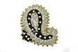 Beaded Rhinestone Applique Paisley Iron-On Patch
