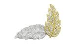Feather Rhinestone Brooch Gold Silver