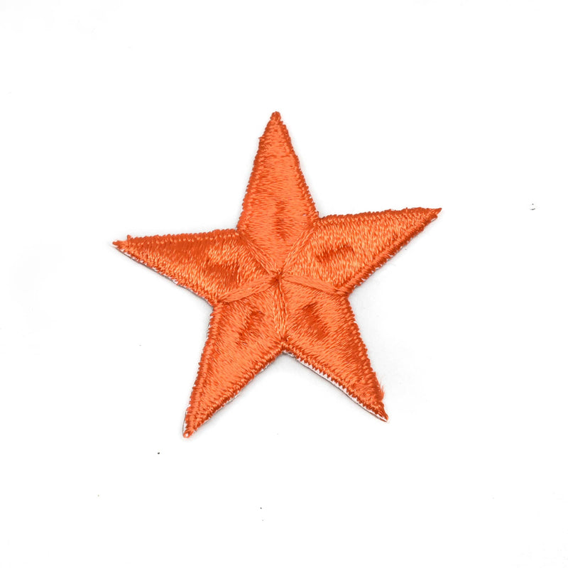 Embroidered Star Appliques Orange Iron-On