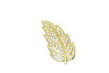 Feather Rhinestone Brooch Gold Silver