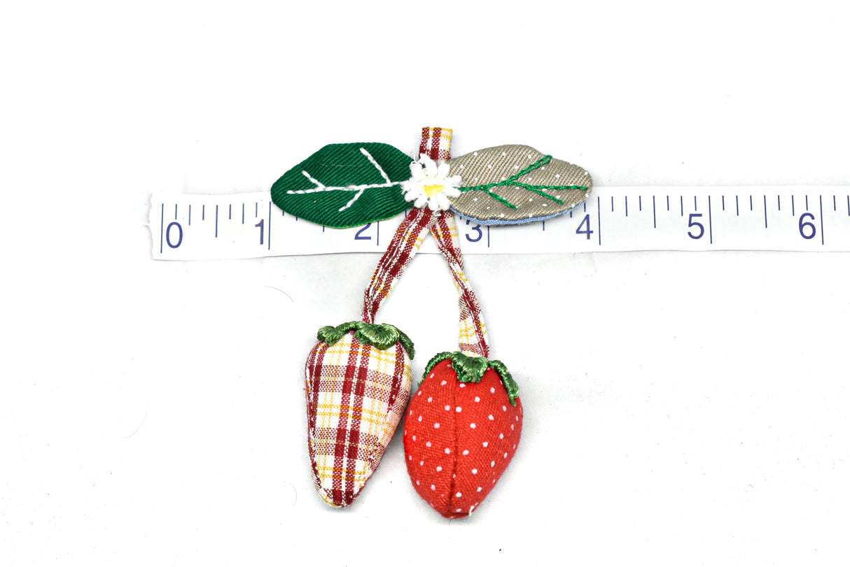 Applique Strawberry Pin Back