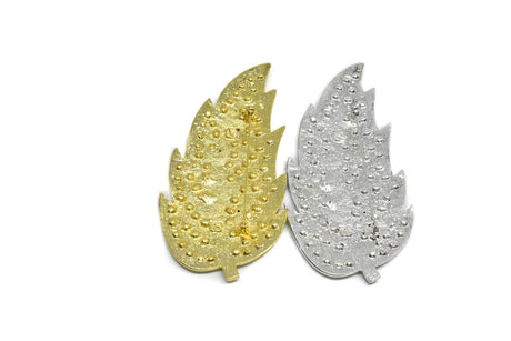 Feather Rhinestone Brooch Gold Silver