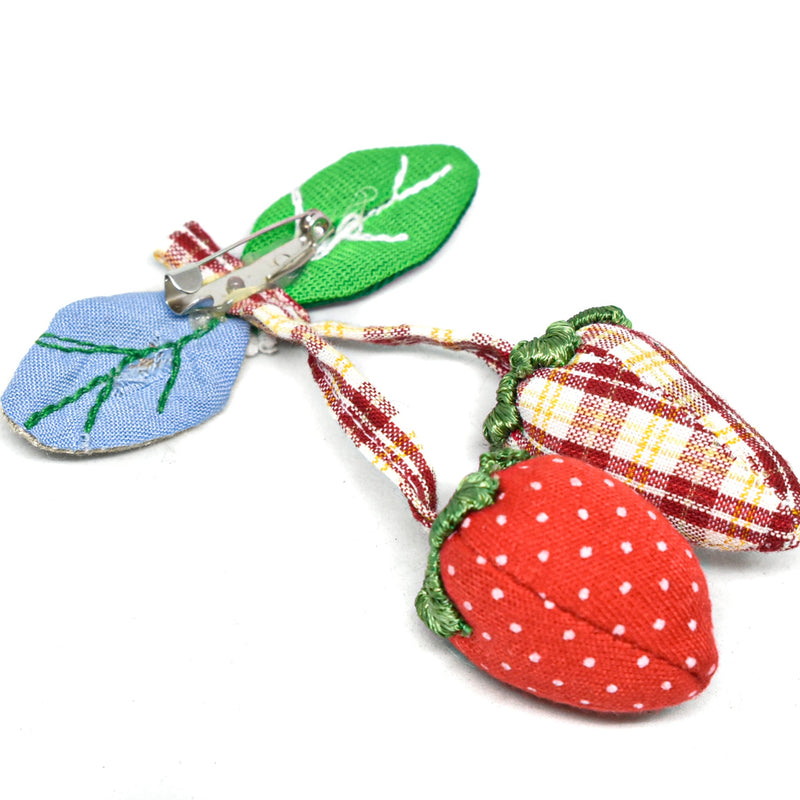 Applique Strawberry Pin Back