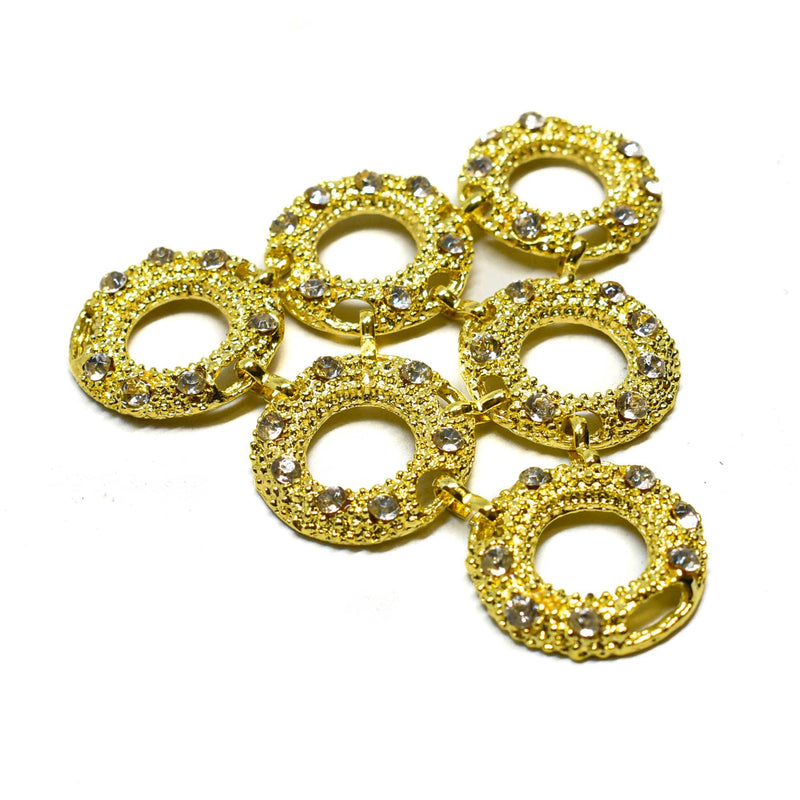 Rhinestone Bikini Connector Gold 3.25"