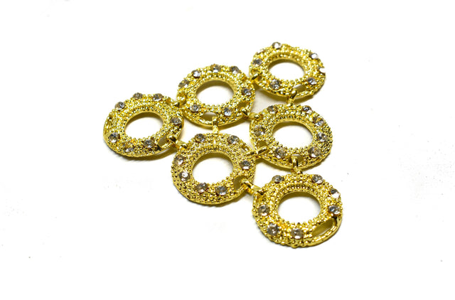 Rhinestone Bikini Connector Gold 3.25"