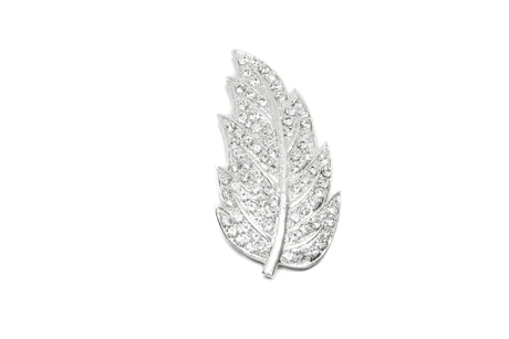 Feather Rhinestone Brooch Gold Silver