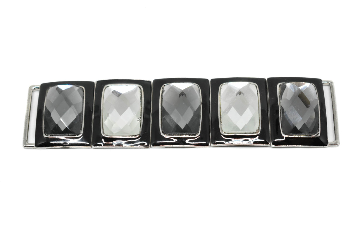 Gemstone Bikini Connector Black Clear Gunmetal
