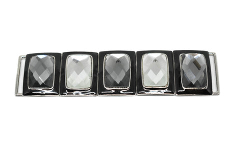 Gemstone Bikini Connector Black Clear Gunmetal