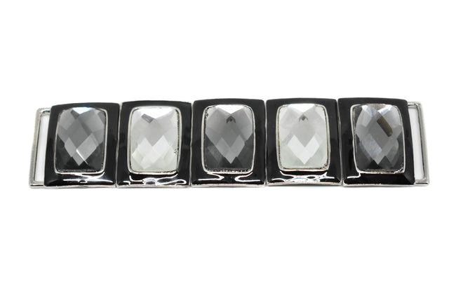 Gemstone Bikini Connector Black Clear Gunmetal