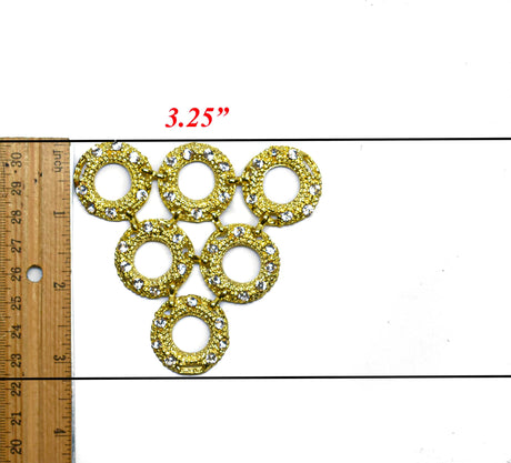 Rhinestone Bikini Connector Gold 3.25"