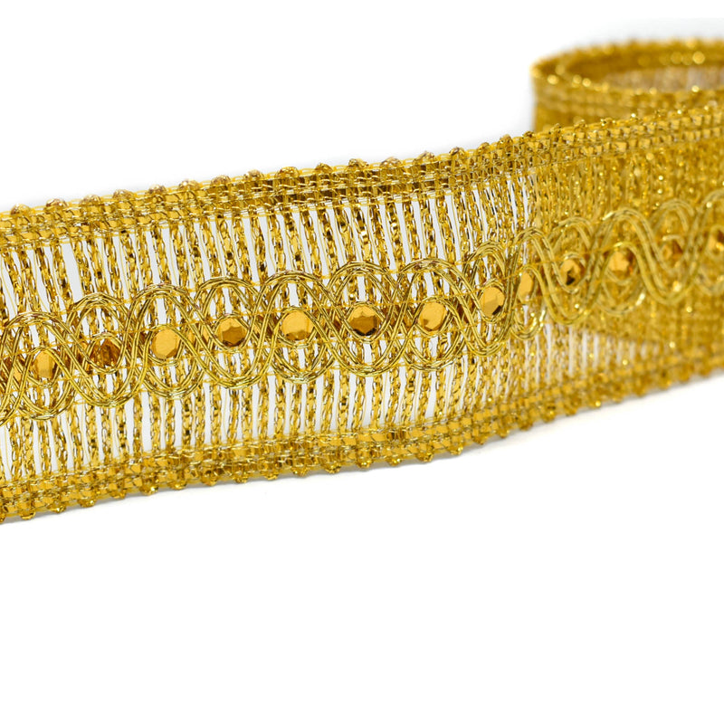 Sequins Metallic Trim 1.75" Gold Silver