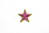 Embroidered Star Appliques Pink Iron-On