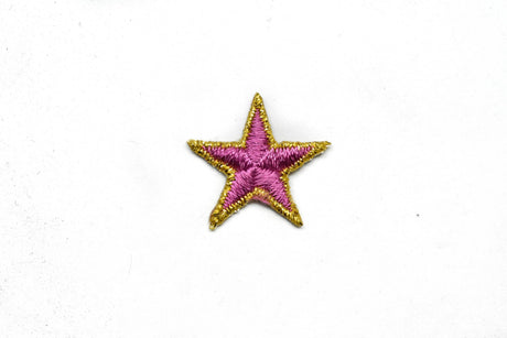 Embroidered Star Appliques Pink Iron-On