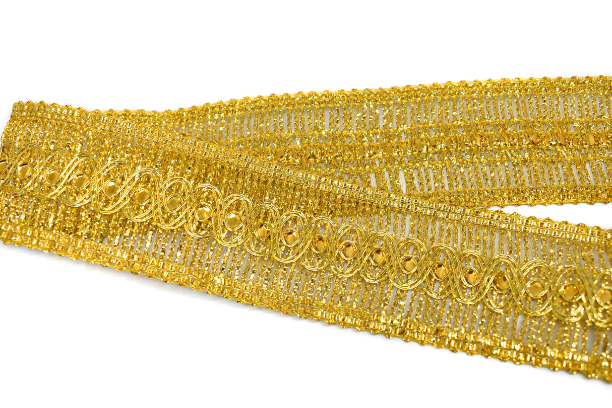 Sequins Metallic Trim 1.75" Gold Silver