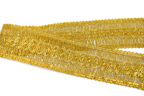 Sequins Metallic Trim 1.75" Gold Silver