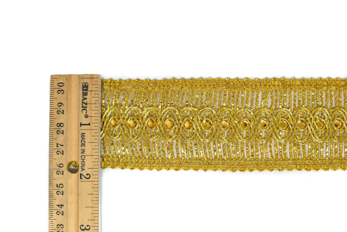 Sequins Metallic Trim 1.75" Gold Silver