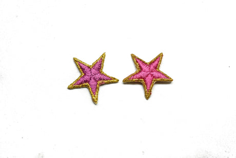 Embroidered Star Appliques Pink Iron-On