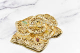 Rhinestone Rose Buckle Applique Gold Metal