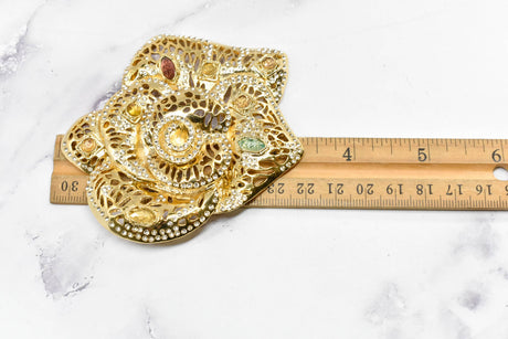 Rhinestone Rose Buckle Applique Gold Metal