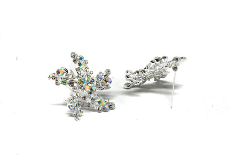 Rhinestone Flower Brooch Aurora Borealis 2"