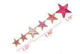 Embroidered Star Appliques Pink Iron-On