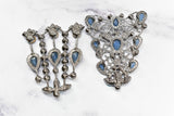 Rhinestone Metal Applique Buckle Set Blue